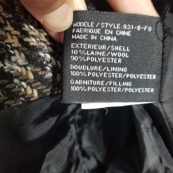 Kenneth Blake Double Breasted Pea Coat Jacket Plaid Wool Blend Pockets Large - Picture 12 of 13